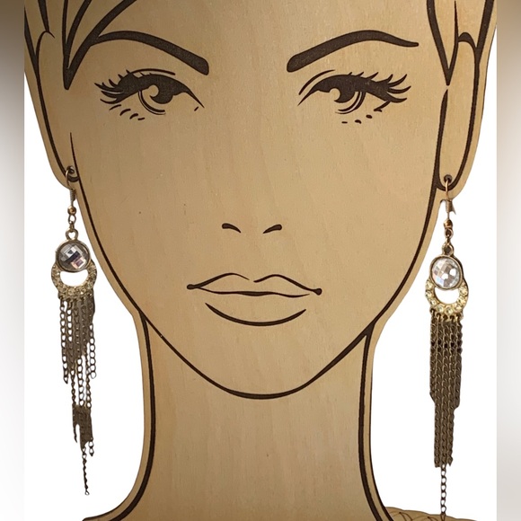 Vintage Art Deco Long Crystal Earrings Hollywood Style Woman’s Jewelry - Picture 6 of 7